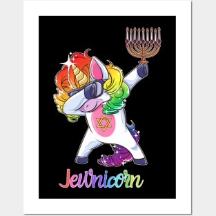 Jewnicorn- Jewish Dabbing Unicorn Hanukkah Posters and Art